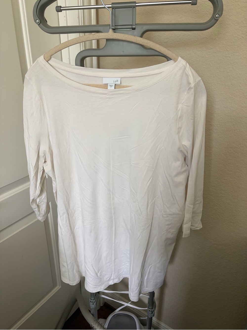 J. Jill Soft Cream Boatneck Long Sleeve Top